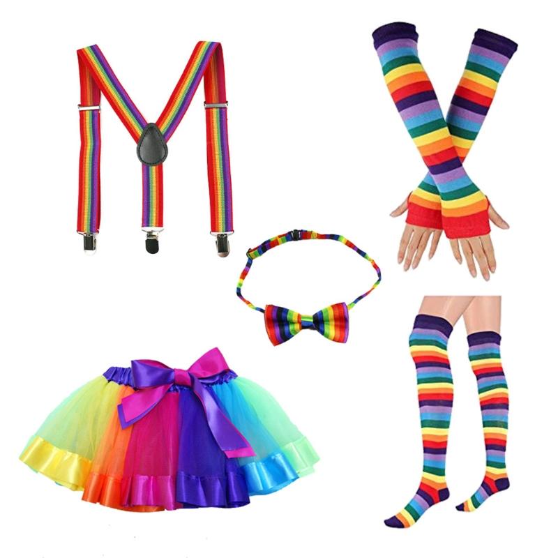 Hair Clips & Barrettes Cosplay Rainbow Striped Costume Accessories Set Ruffle Layered Tutu Skirt Fingerless Gloves Socks Bow Tie Suspenders
Hair Clips & Barrettes Cosplay Rainbow Striped Costume Accessories Set Ruffle Layered Tutu Skirt Fingerless Gloves Socks Bow Tie Suspenders