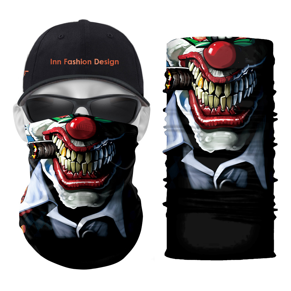 Clown Pattern Printed Magic Scarf 5 Pieces Per Package High Quality Comfortable Fashion Riding Sunscreen Seamless Wweat Absorption High Elasticity