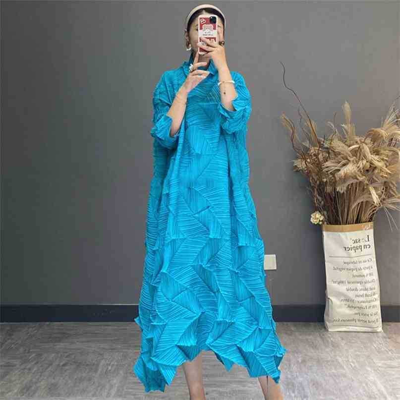 Women Irregular pleated Dress Round Neck Three Quarter Sleeve Loose Fit Fashion Spring Autumn 2E1136 210526, Sky blue
Women Irregular pleated Dress Round Neck Three Quarter Sleeve Loose Fit Fashion Spring Autumn 2E1136 210526, Sky blue
