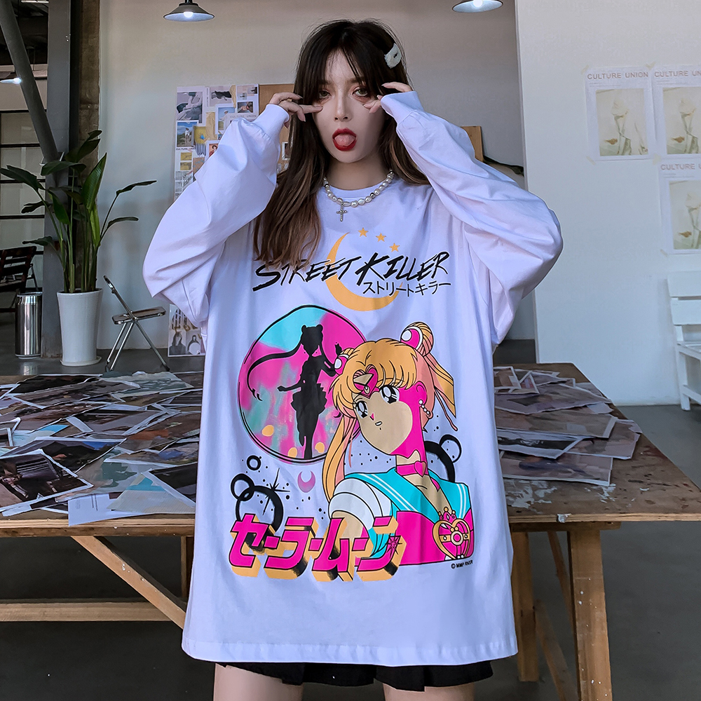 2021 New Long Sleeve Japanese Harajuku Kawaii Cartoon Cute Tshirt Women Oversized Shirts Womens Fashion Couple Clothes Streetwear Y0qn, Black
2021 New Long Sleeve Japanese Harajuku Kawaii Cartoon Cute Tshirt Women Oversized Shirts Womens Fashion Couple Clothes Streetwear Y0qn, Black