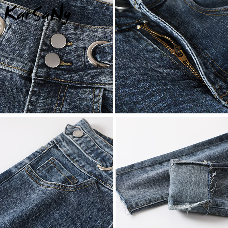 Skinny Jeans Woman High Waist Double Button Jean Skinny Mujer Denim Pants Spring Women's Jeans With High Waist Jean Women 210222
