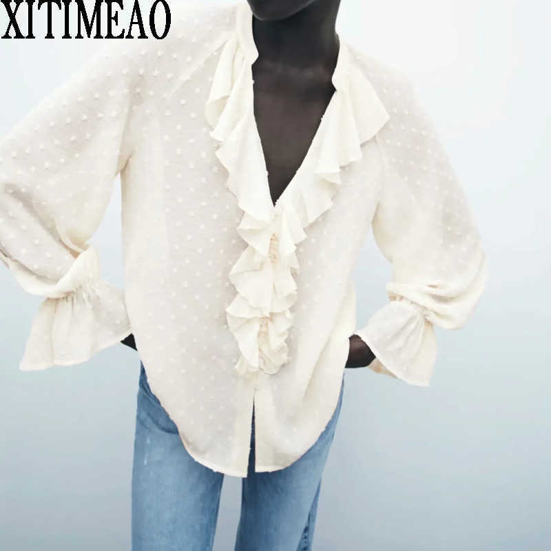 ZA Fashion Retro Lapel Blouse Women Elegant Loose Long Sleeve Chiffon Perspective Shirt Casual Chic Tops 210602, Beige
ZA Fashion Retro Lapel Blouse Women Elegant Loose Long Sleeve Chiffon Perspective Shirt Casual Chic Tops 210602, Beige