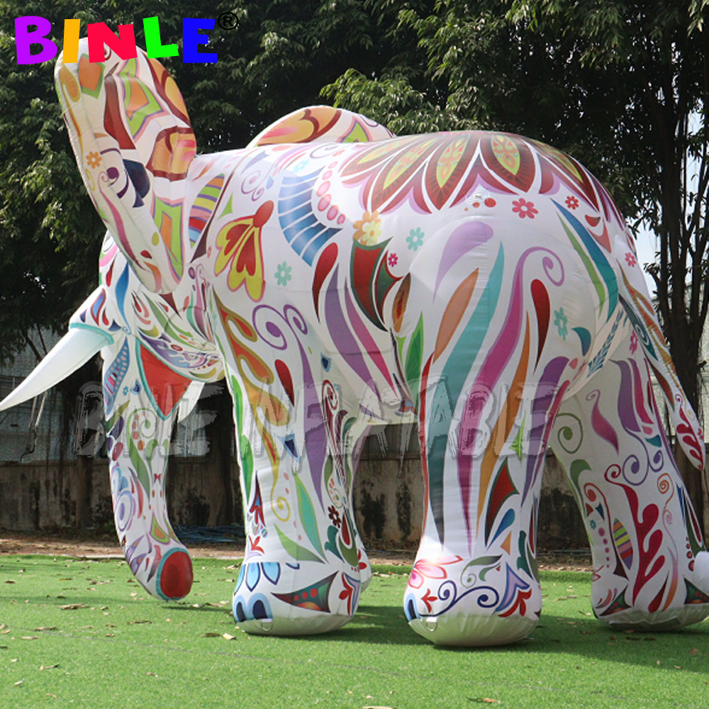 custom made LED inflatable elephant airblowing style outdoor decoration colorful giant large animal balloon for advertising