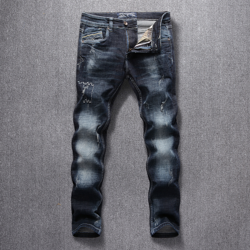 2021 New Italian Style Fashion Black Blue Slim Fit Ripped Men Classical Denim Pants Streetwear Embroidery Designer Jeans Ljkw
2021 New Italian Style Fashion Black Blue Slim Fit Ripped Men Classical Denim Pants Streetwear Embroidery Designer Jeans Ljkw