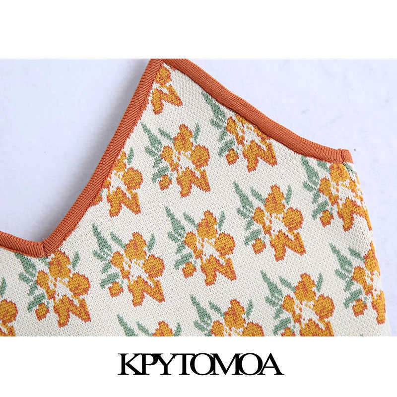 KPYTOMOA Women Sweet Fashion Jacquard Cropped Knitted Tank Top Vintage Backless Thin Straps Female Camis Chic Tops 210625