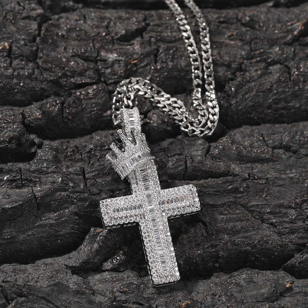 Vintage Crown Cross Necklace Fashion Mens Gold Necklace Hip Hop Iced Out Pendant Necklaces Jewelry