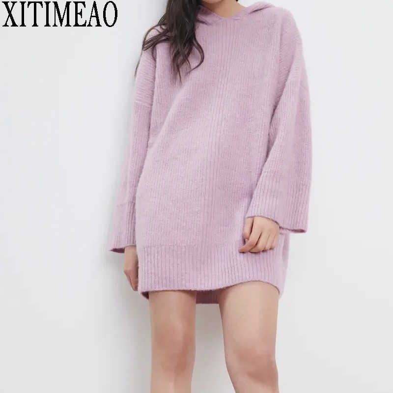 ZA Autumn Winter Women Hooded Sweaters Pullovers Warm Minimalist Solid Color Knit Shirt Lady Chic Tops XITIMEAO 210602, Pink
ZA Autumn Winter Women Hooded Sweaters Pullovers Warm Minimalist Solid Color Knit Shirt Lady Chic Tops XITIMEAO 210602, Pink