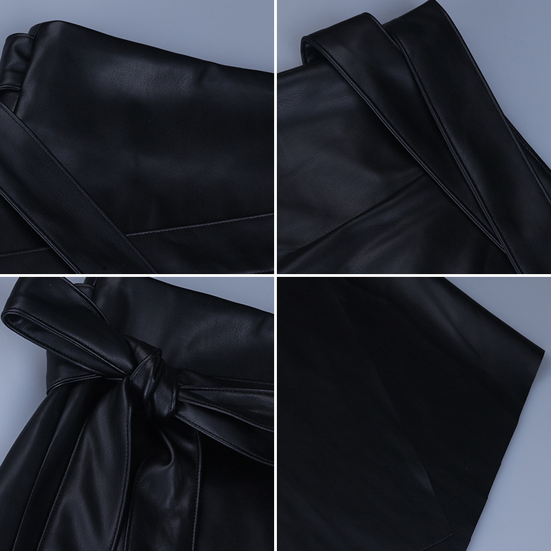 Irregular PU Womens Skirts Sexy High Waist Belt Bandage Female Skirt Sexy Streewear Fashion Ladies Bottom 210306