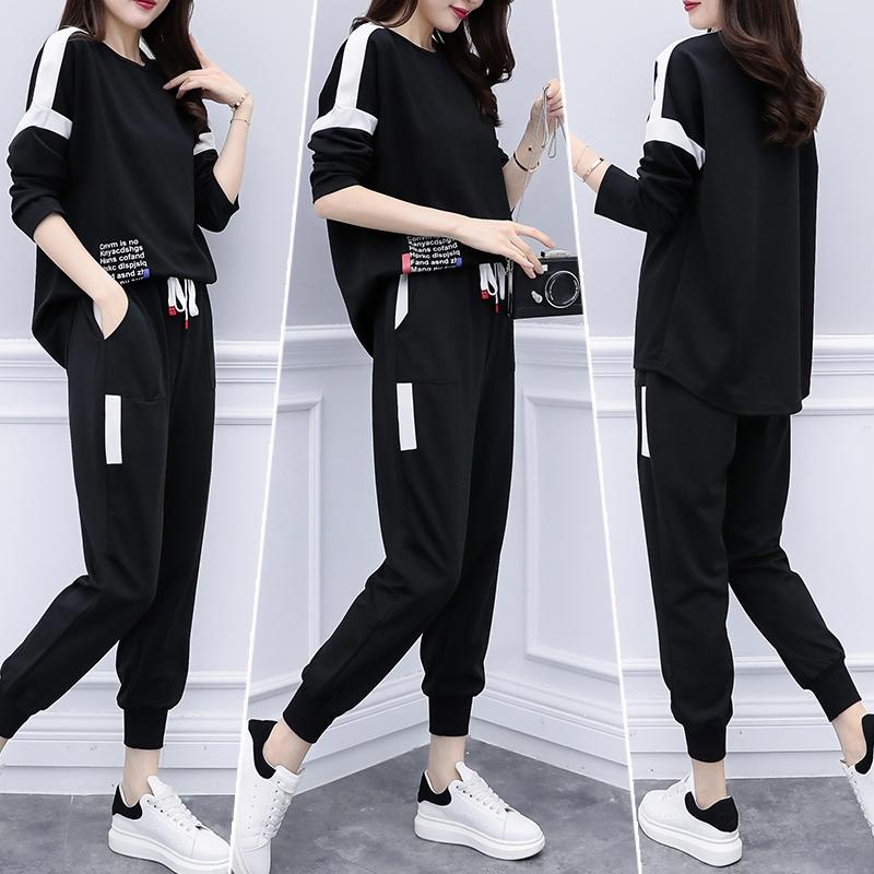 Women's Tracksuits Spring And Autumn Plus Size Fashion Casual Slim Loose Suit Fat Sister Cover Waist Belly Ageing Leisure Two-piece JQ452