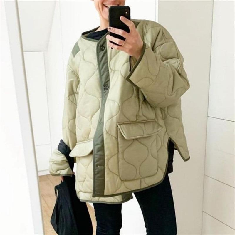 Women's Down & Parkas Quilted Coats Women Fashion 2021 Winter Green Jackets Warm Padded Casual Outwear Loose Oversized Autumn