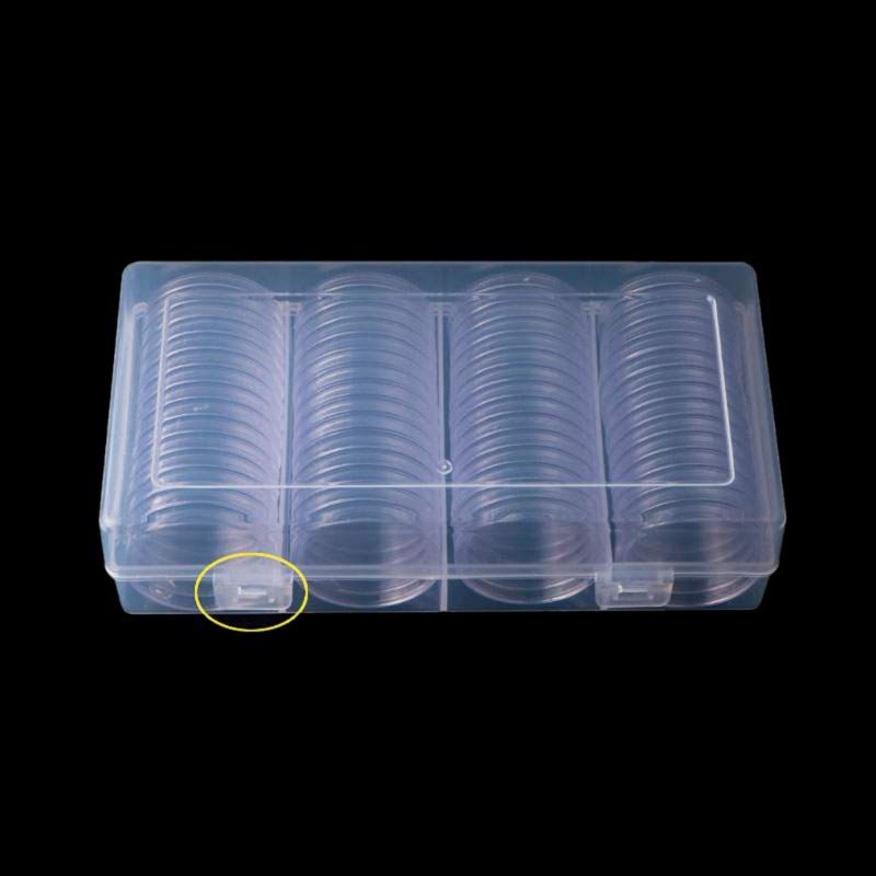 60 Pcs Clear Round 41mm Direct Fit Coin Capsules Holder Display Collection Case With Storage Box For 1 oz American Silver Eagles 210315