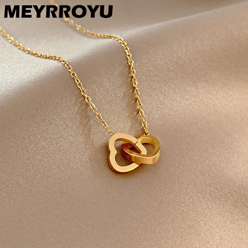 Pendant Necklaces MEYRROYU 316L Stainless Steel Double Love Heart Necklace For Women Fashion Personality Neck Chain Jewelry Valentine Gift, Silver
Pendant Necklaces MEYRROYU 316L Stainless Steel Double Love Heart Necklace For Women Fashion Personality Neck Chain Jewelry Valentine Gift, Silver
