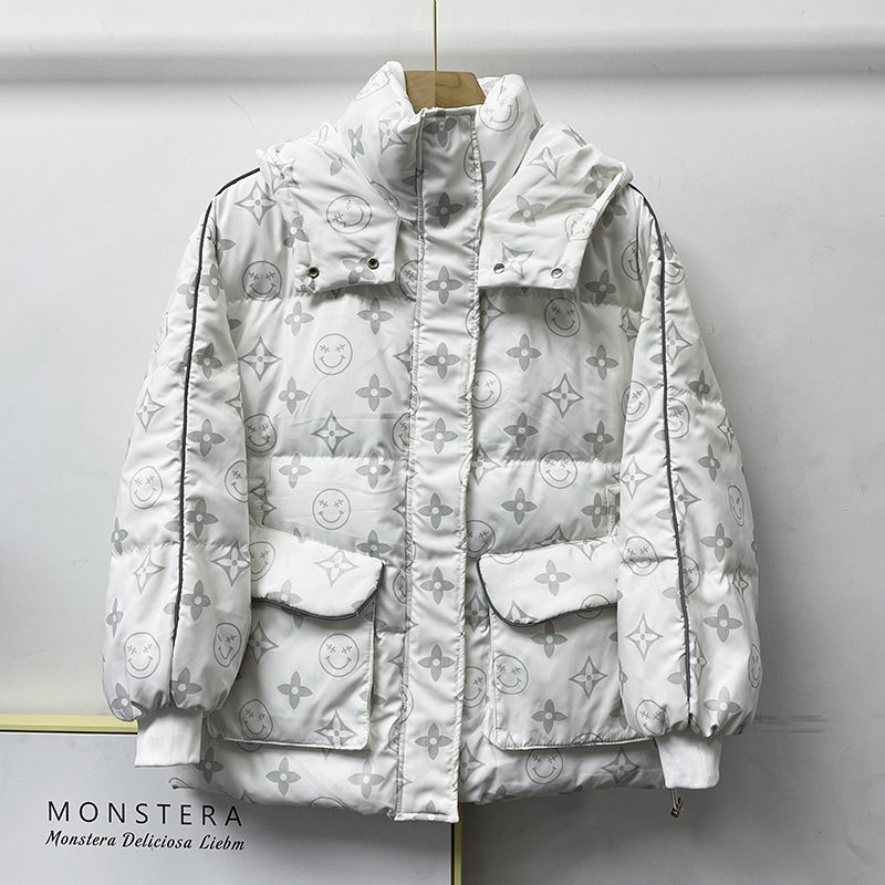 down jacket short thickened white duck women's 2021 winter dress print korean fashion coat, Black
down jacket short thickened white duck women's 2021 winter dress print korean fashion coat, Black