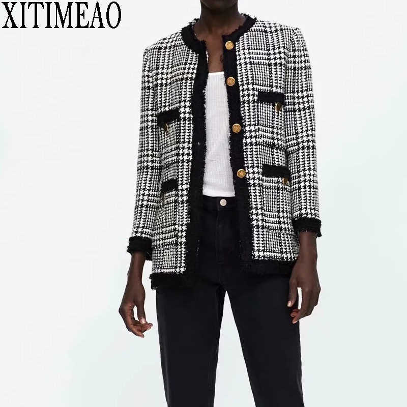 ZA Women Plaid Straight Jackets Fashion Office Ladies Loose Coats Female Autumn Vintage Keep Warm Coat XITIMEAO 210602, As picture
ZA Women Plaid Straight Jackets Fashion Office Ladies Loose Coats Female Autumn Vintage Keep Warm Coat XITIMEAO 210602, As picture