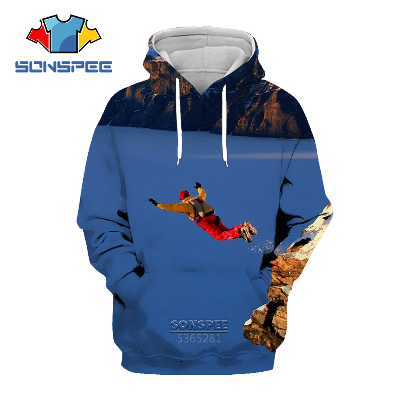 SONSPEE Skydiving 3D Print Men Women Hoodie Hip Hop Excitement Long Sleeve Sweatshirt Coat Paraglider Glider Men's Pullover Tops 201113