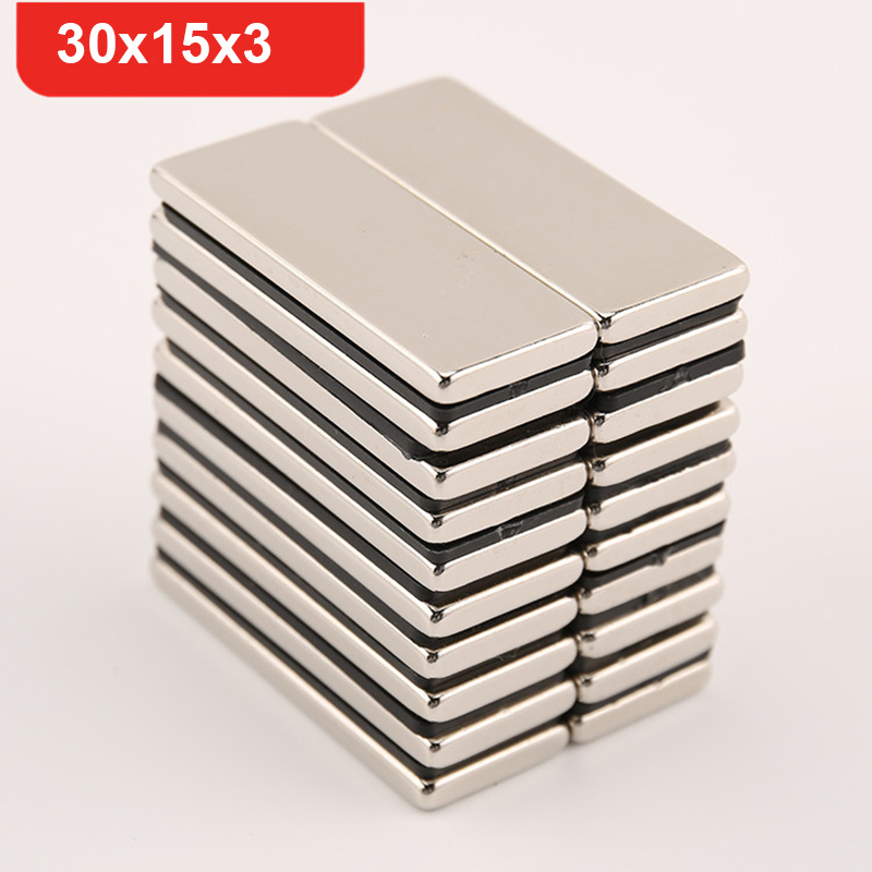 

10Pcs Per Lot 30*15*3 Neodymium Magnet 30mm x 15mm by 3mm N35 NdFeB Block Super Powerful Strong Permanent Magnetic imanes