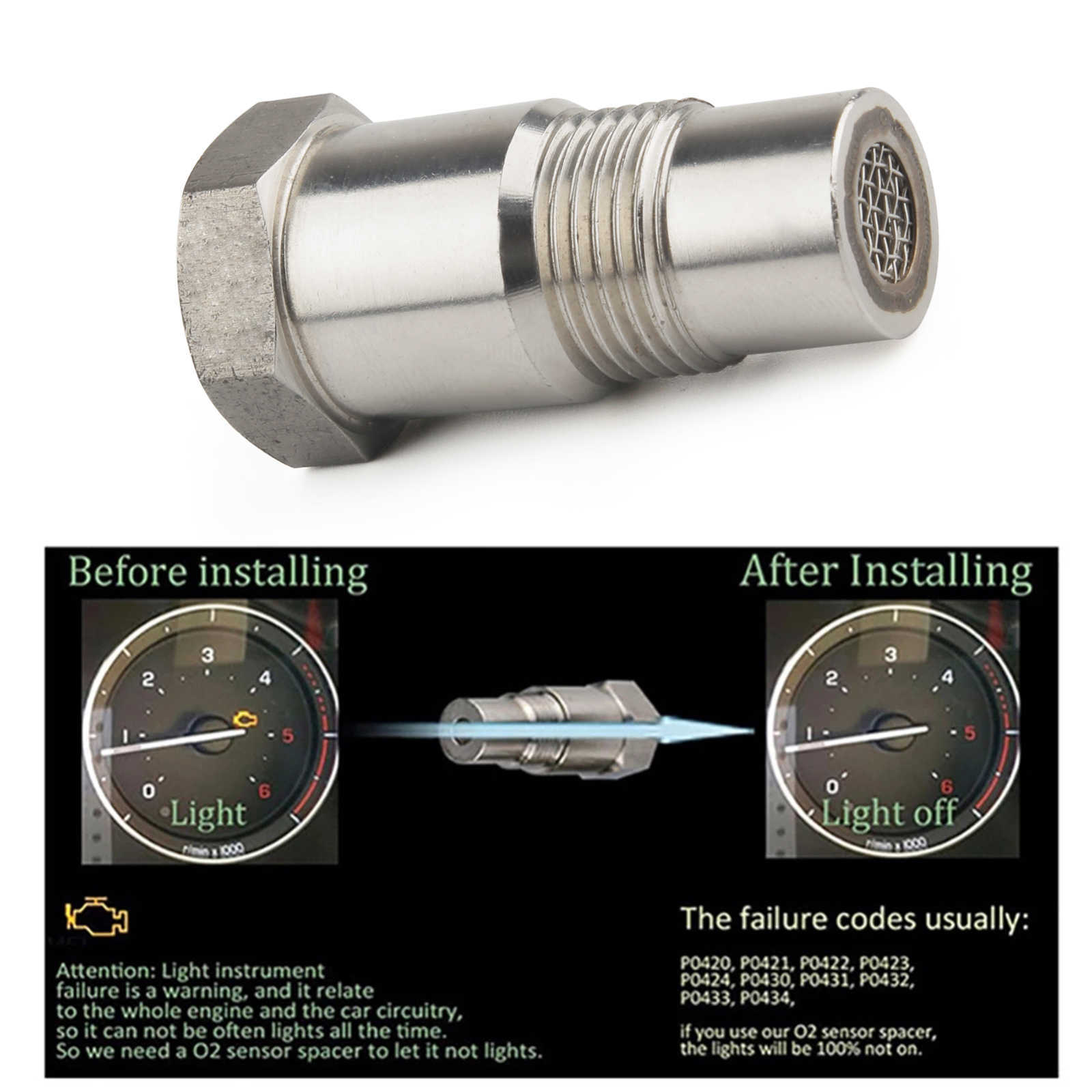 M18*1.5 Stainless Steel Remove Fault Connector Down Stream Catalytic Joint Auto O2 Oxygen Sensor Extension Spacer Car