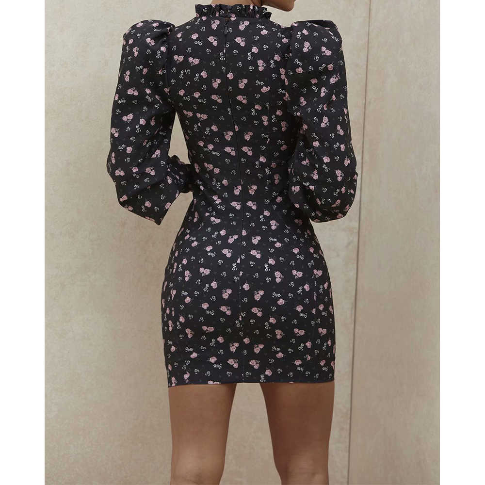Summer Dress Women Elegant Casual Fashion Chic Lady Puff Sleeve Floral Corset Dress Women Sundress 210709