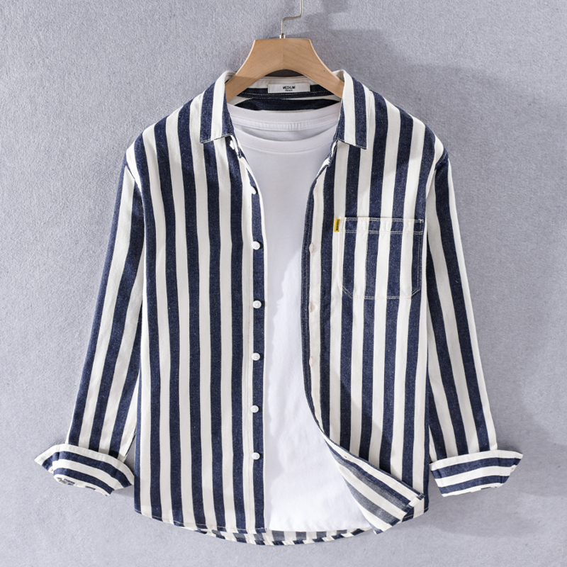 2021 New Style Autumn Long-sleeved Brand Casual Striped Shirts for Men Fashion Comfortable Shirt Mens Loose Chemise Uq8z, Blue stripe
2021 New Style Autumn Long-sleeved Brand Casual Striped Shirts for Men Fashion Comfortable Shirt Mens Loose Chemise Uq8z, Blue stripe