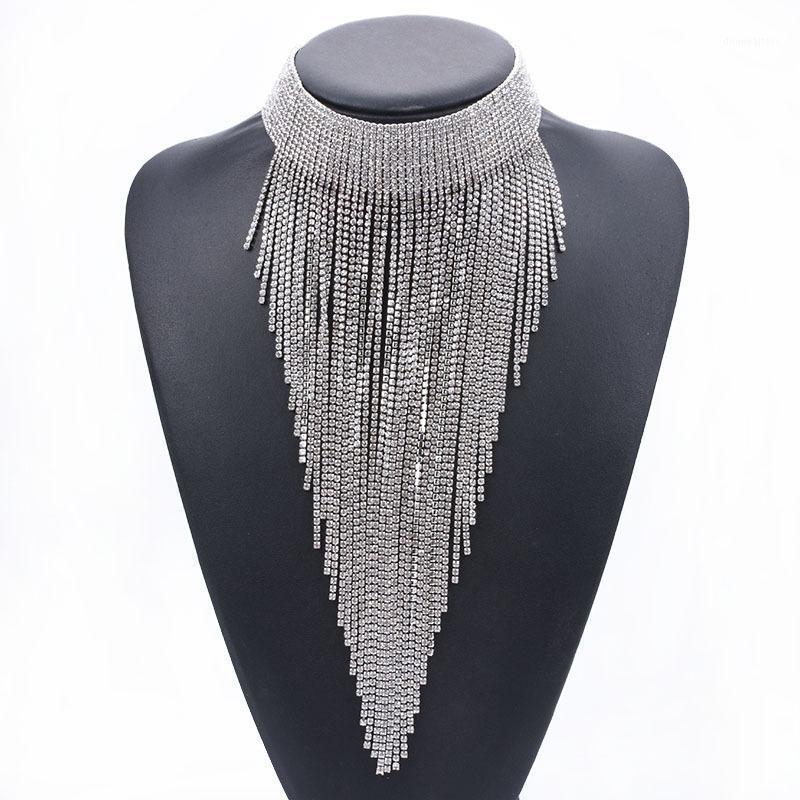 Chains Luxury Full Rhinestone Chain Tassel Choker Necklace Women Maxi Long Pendants Jewelry Boho Ethnic Large
Chains Luxury Full Rhinestone Chain Tassel Choker Necklace Women Maxi Long Pendants Jewelry Boho Ethnic Large