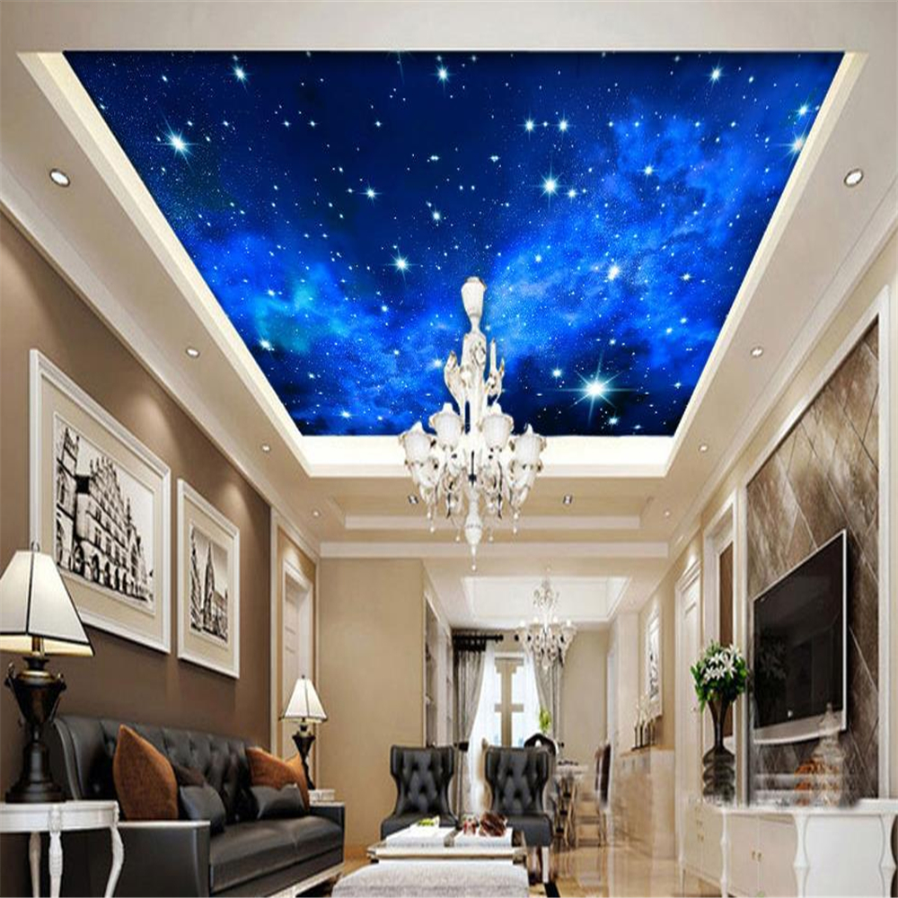 customized wallpaper for walls Starry sky ceiling mural wallpaper ceiling modern wallpaper for living room