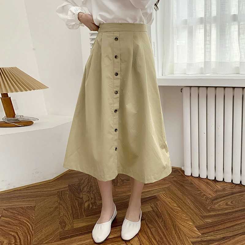Summer Autumn Skirts Womens Medium Long Waist A-word Retro Elegant Button High Female Pleated 210607, Blue
Summer Autumn Skirts Womens Medium Long Waist A-word Retro Elegant Button High Female Pleated 210607, Blue