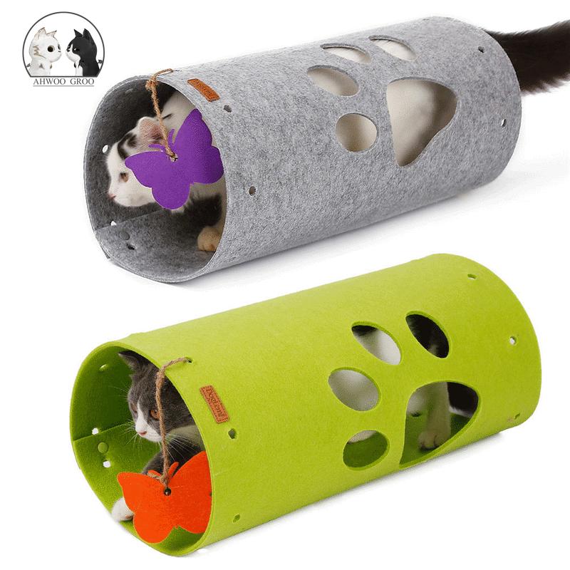 

Cat Toys Pet Holes Tunnel Interactive DIY Stitching Tubes For Cats Durable Felt Kitten Fun Toy Foldable Mat