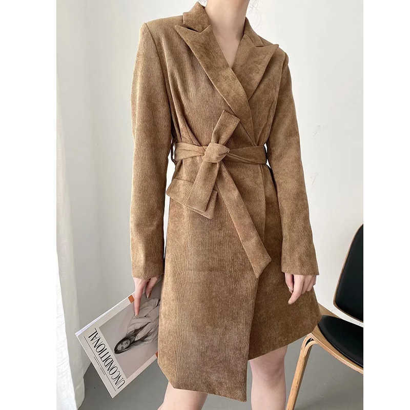 XITIMEAO Women Casual Blazer Jacket Office Lady Pockets Slim Suit Coat oOe Button Ladies Business Blazers With Belt 210602