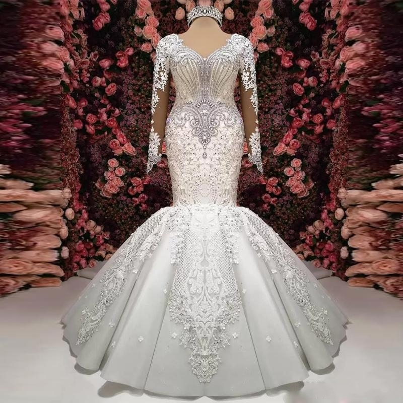 2021 New Gorgeous Crystal Lace Applique Mermaid Wedding Es Long Sleeve V-neck Ruffle y Bottom Bridal Gown Sheer Back Mzqv, White
2021 New Gorgeous Crystal Lace Applique Mermaid Wedding Es Long Sleeve V-neck Ruffle y Bottom Bridal Gown Sheer Back Mzqv, White