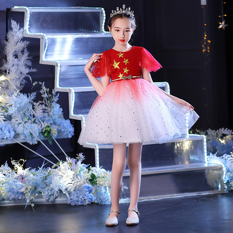 2021 Cute Flower Girl Dresses white red Appliqued Beaded Feather Girl Pageant Gown Cascading Ruffle Sweep Train Custom Made Birthday Gowns