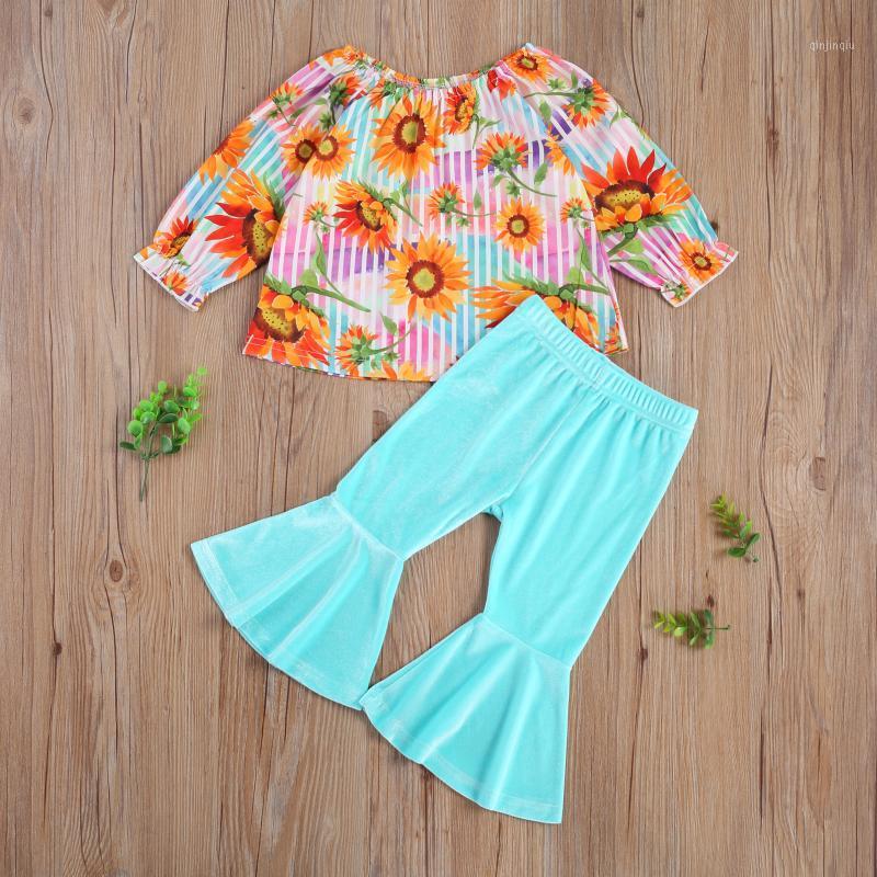 Clothing Sets Autumn Baby Kids Girls Outfit Set Long Sleeve Sun Flower Print Loose Top+Flared Ruffles Velvet Pants Toddler Infant Clothes, White
Clothing Sets Autumn Baby Kids Girls Outfit Set Long Sleeve Sun Flower Print Loose Top+Flared Ruffles Velvet Pants Toddler Infant Clothes, White