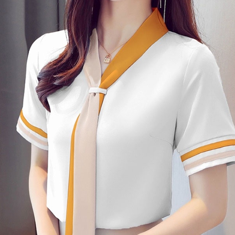 Blusas Blouses Summer Tops Women Short Sleeve Blouse Women Blusas Mujer De Moda Verano Bow V-Neck Chiffon Blouse Shirt E775 210602, Yellow
Blusas Blouses Summer Tops Women Short Sleeve Blouse Women Blusas Mujer De Moda Verano Bow V-Neck Chiffon Blouse Shirt E775 210602, Yellow