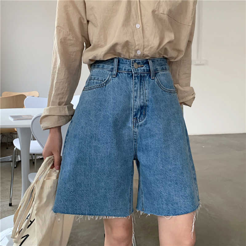 Jean Shorts Women Summer Casual Loose Bike Korean Style Denim Streetwear Short Pants Jeans Plus Size 210714