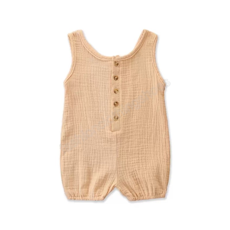 Summer baby sleeveless romper cotton linen jumpsuits clothes toddler infants boys and girls button bodysuits clothing