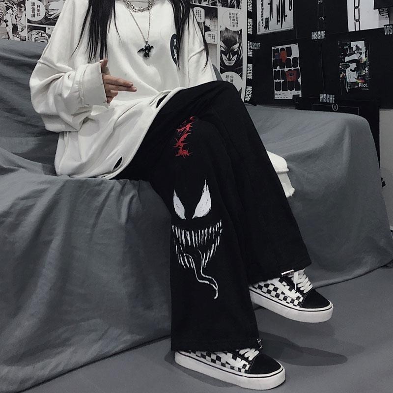 Streetwear Hip Hop Print Pants Korean Style Fashion 2021 Print Wide Leg Pants Women Loose Streetwear BlackTrousers Women, Black;white
Streetwear Hip Hop Print Pants Korean Style Fashion 2021 Print Wide Leg Pants Women Loose Streetwear BlackTrousers Women, Black;white