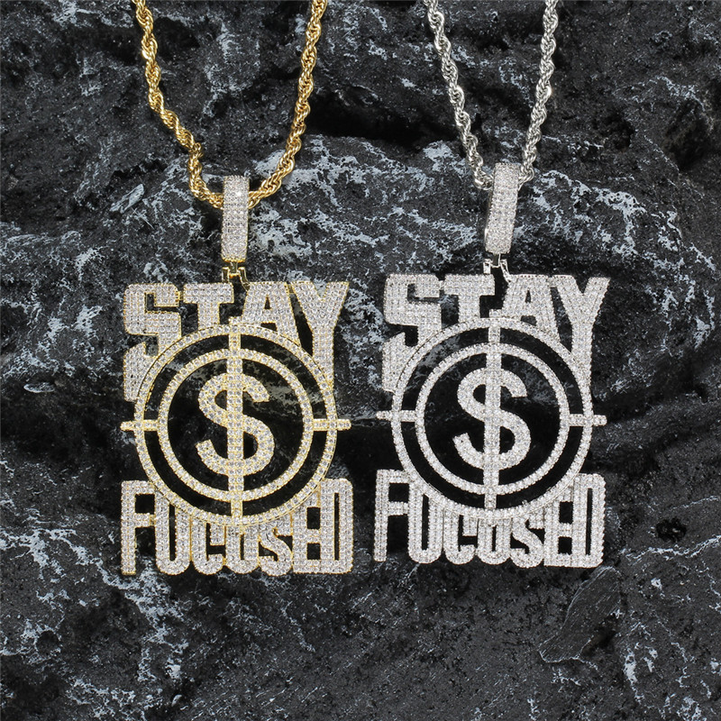 Hip Hop Diamond Letter STAY FUCOSED Pendant Necklace Iced Out Zircon Gold Silver Plated with Tennis Chain
Hip Hop Diamond Letter STAY FUCOSED Pendant Necklace Iced Out Zircon Gold Silver Plated with Tennis Chain