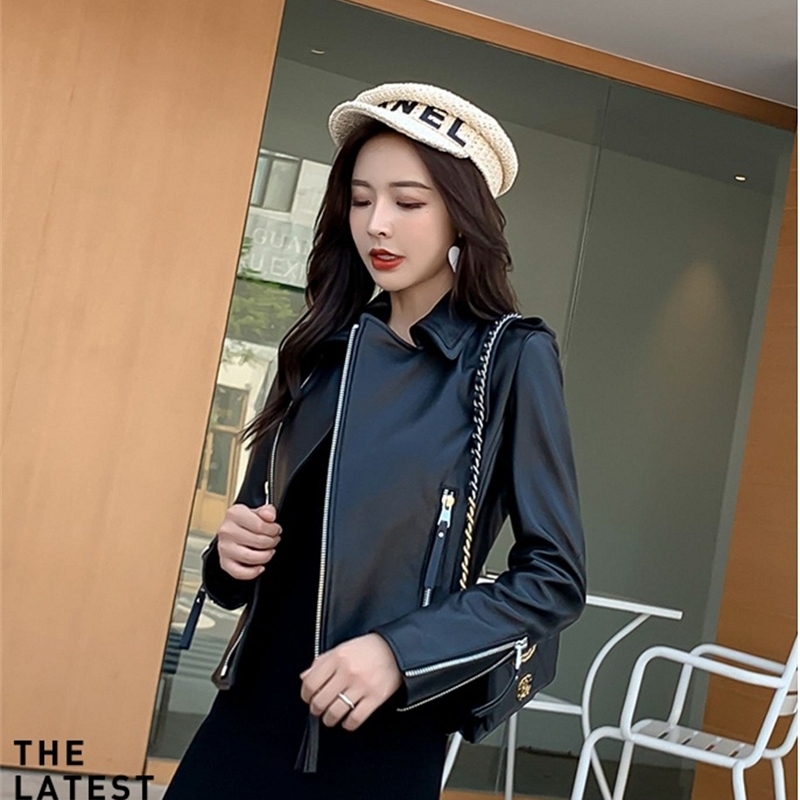 Free shipping, new quality women Genuine leather jacket.fashion sheepskin biker clothes,casual slim leather coat,wholesales 210201