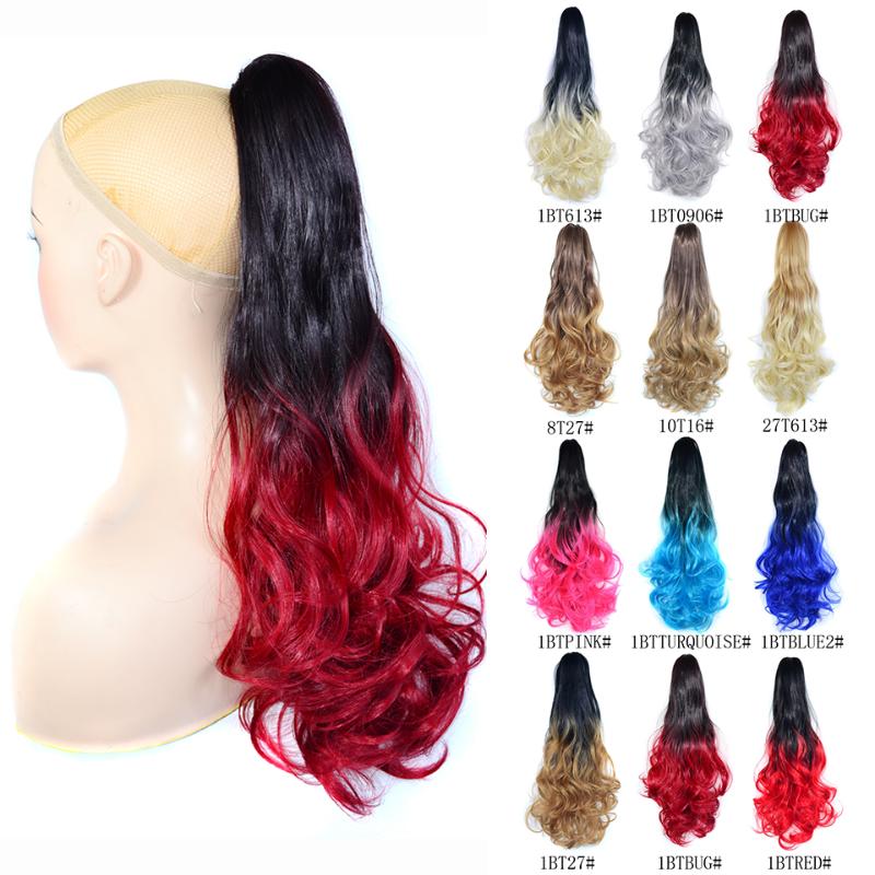 Synthetic Wigs Beiyufei Long Ponytail Wave Hair Ombre Color Brazilian Claw Ponytails Clip women wigs