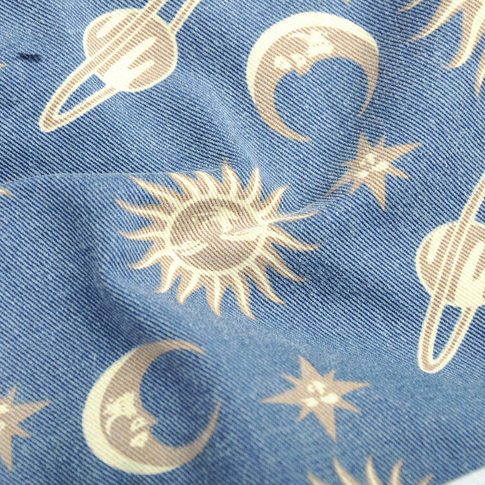 Women's denim Shorts Fit Planet Printed Pattern Women Pant School Loose Streewear Sun Star Ladies Jeans 210714