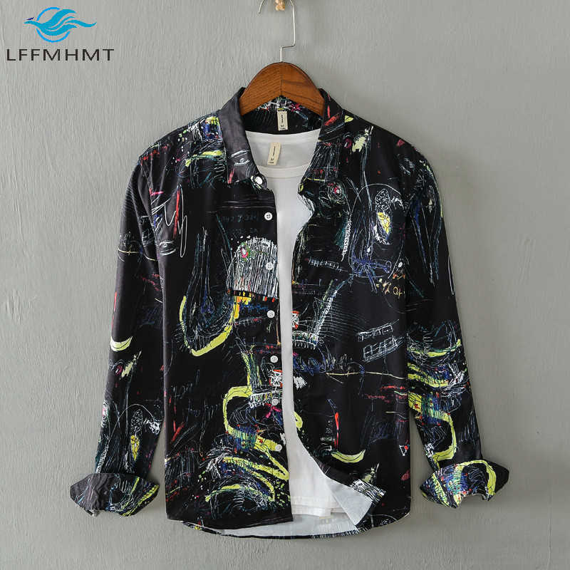 Men Spring Fall Fashion Graffiti Print Shirts Long Sleeve Lapel Casual Slim Fit Hip Hop Streetwear Male High Quality Tops 210721, Black
Men Spring Fall Fashion Graffiti Print Shirts Long Sleeve Lapel Casual Slim Fit Hip Hop Streetwear Male High Quality Tops 210721, Black