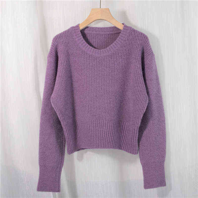 Colorfaith Spring Women's Sweater Pullovers Warm Minimalist Korean Short Elegant Solid Sweet Lady Jumpers SW1184 211109