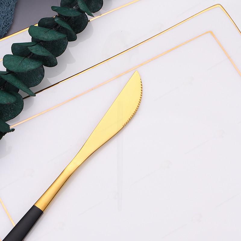 Fork knife Set Golden Black Forks and Spoon Cutlery Dinnerware Set Kitchen Home Full Tableware Black Gold Dinner Western
