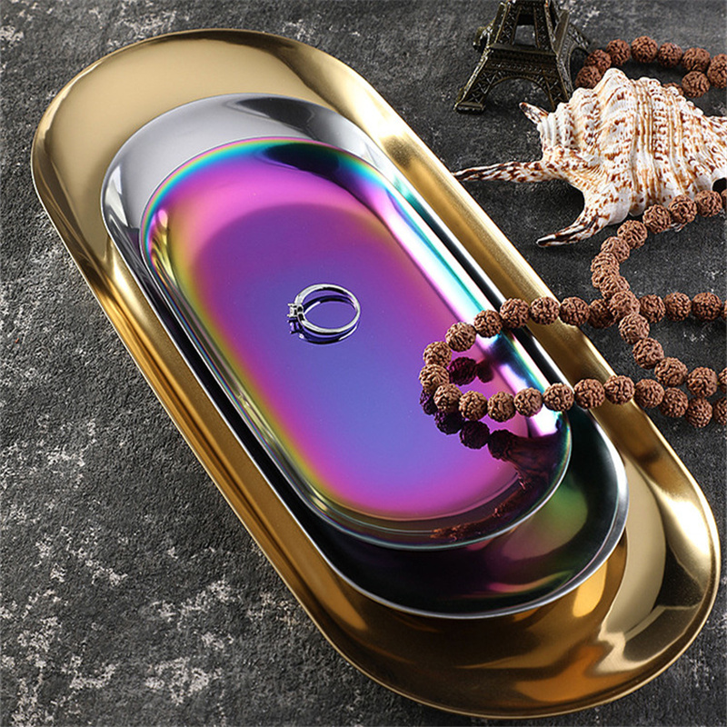 Gold Plate Serve Tray Dessert Plate Metal Plates