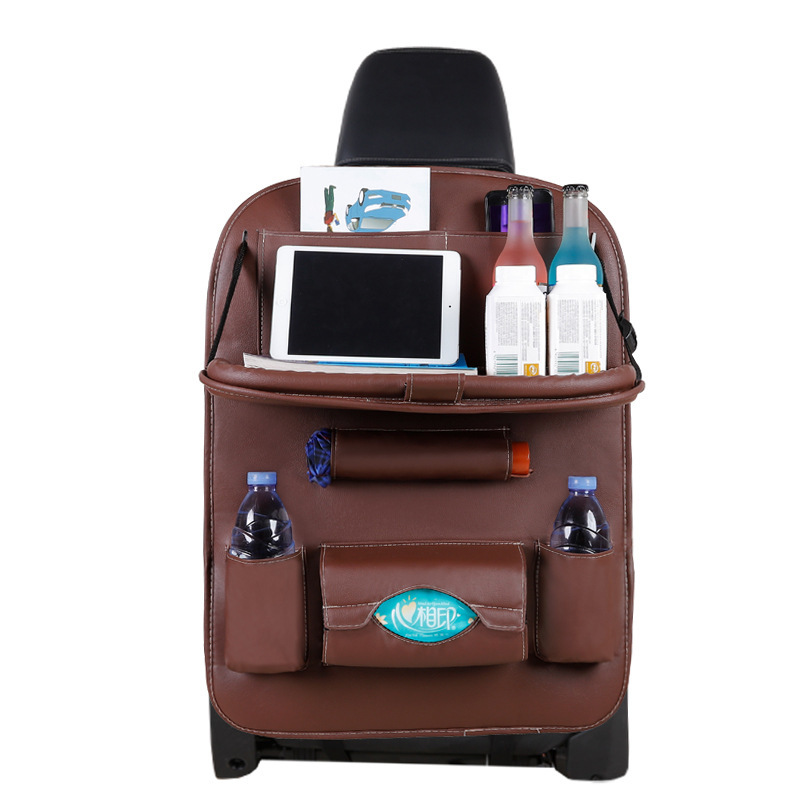 Car Back Seat Organizer Storage Bag with Foldable Table Tray Tablet Holder Tissue Box Auto Back Seat Bag Protector Accessories