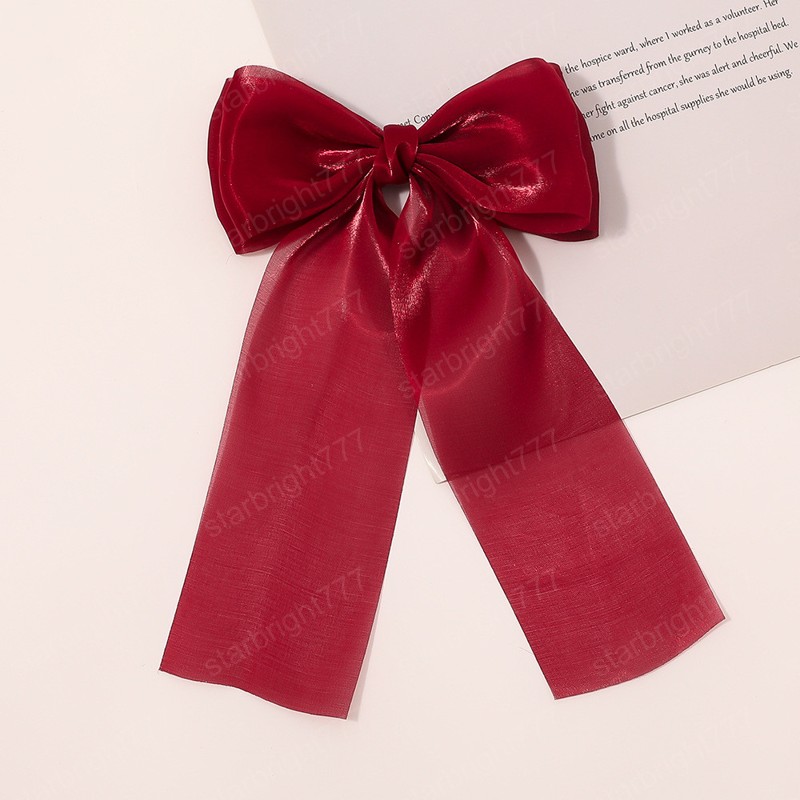 Fashion Bowknot Hairclip For Woman Bright Silk Yarn Streamers Vintage Hair Rope Hairpin Female Hair Scrunchies Hair Accessories
