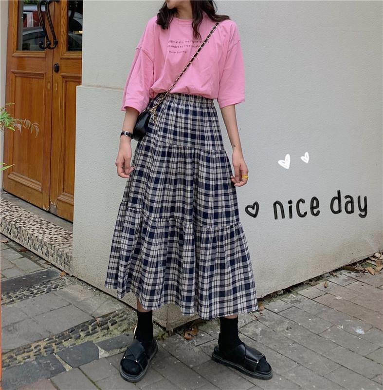 Skirts Plaid Skirt A-Line Girly Korean Summer Young Midi Trend Elastic Waist England College Women Long Female, Blue
Skirts Plaid Skirt A-Line Girly Korean Summer Young Midi Trend Elastic Waist England College Women Long Female, Blue