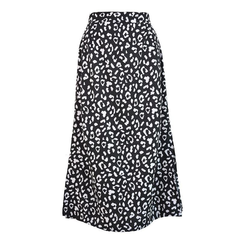 Summer women vintage elegant beach midi boho skirt Women Leopard print split sexy zip skirts womens Casual skirts female 210306
