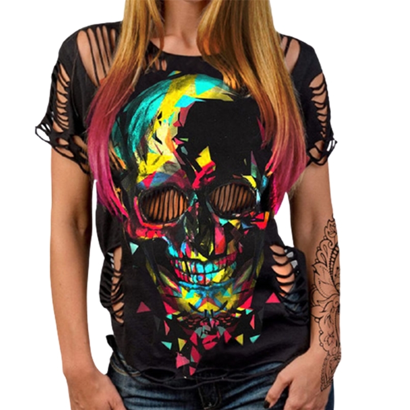 Summer Hole Short Sleeve Women' Backless Round Neck Skeleton Printing Fashion Personality Casual Streetwear Sexy T-Shirt 210708, Black
Summer Hole Short Sleeve Women' Backless Round Neck Skeleton Printing Fashion Personality Casual Streetwear Sexy T-Shirt 210708, Black