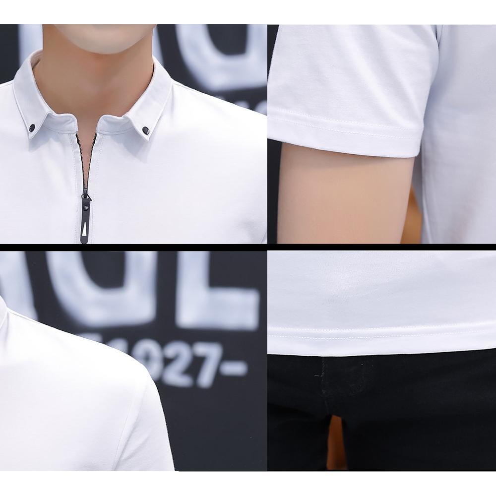 BROWON Summer Fashion Mens Tshirts Summer Cotton T Shirt Men Short Sleeve Turn-down Collar Korean Style Men T Shirt 210225