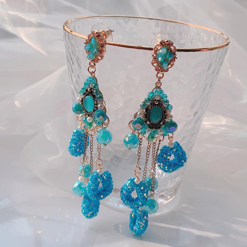Dangle & Chandelier Fashion Korean Vintage Luxury Blue Cystal Drop Earrings For Women Elegant Flower Tassel Pendientes Jewelry
Dangle & Chandelier Fashion Korean Vintage Luxury Blue Cystal Drop Earrings For Women Elegant Flower Tassel Pendientes Jewelry